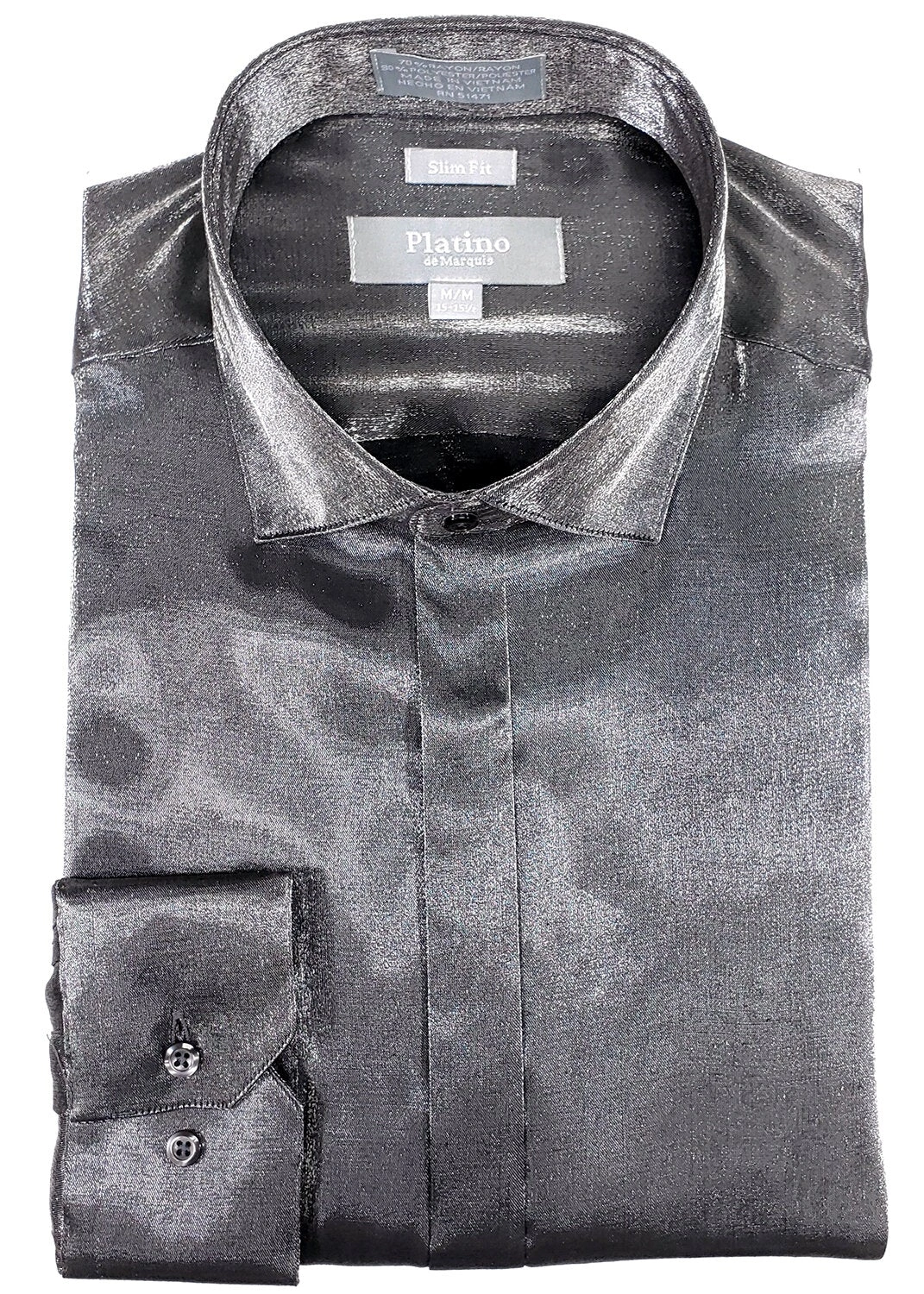 20101SL Platino Slim Fit İpek Gömlek Füme Gri: Tarzınla Parlayan Zarafet!